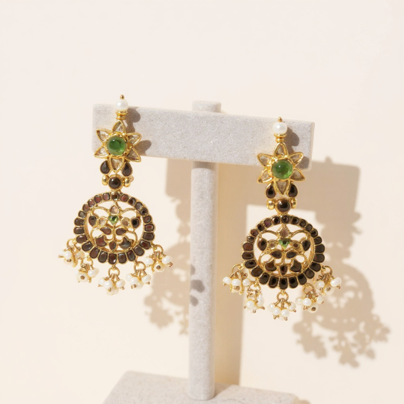 Pearls With Ruby Beads 4 Lines Set