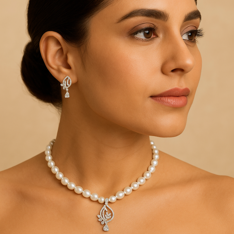 RICE PEARLS WITH PENDENT 1 LINE SET