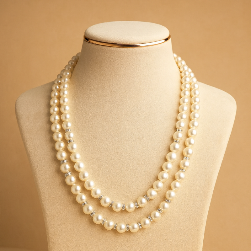 Round Pearls 2 Lines Mala
