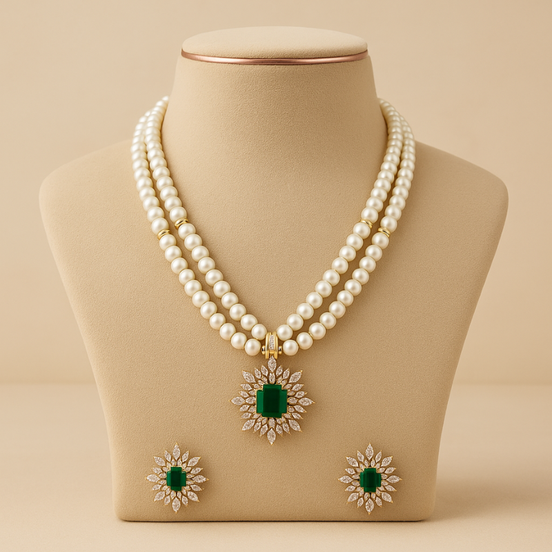 Emerald Aura Pendant Set