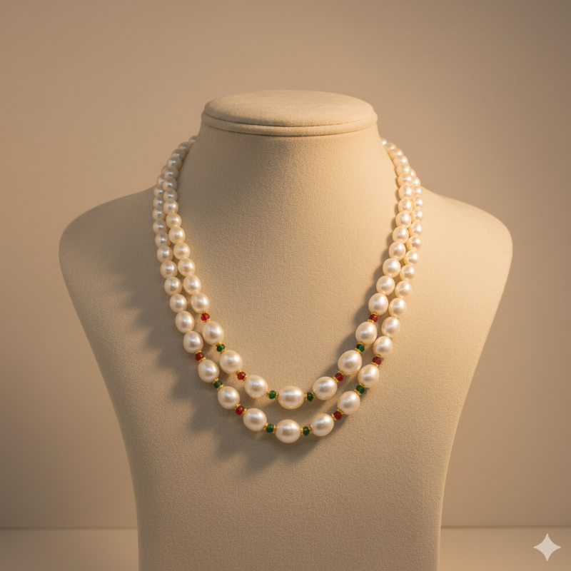 Triple Harmony- Pearls, Gold and Gemstones