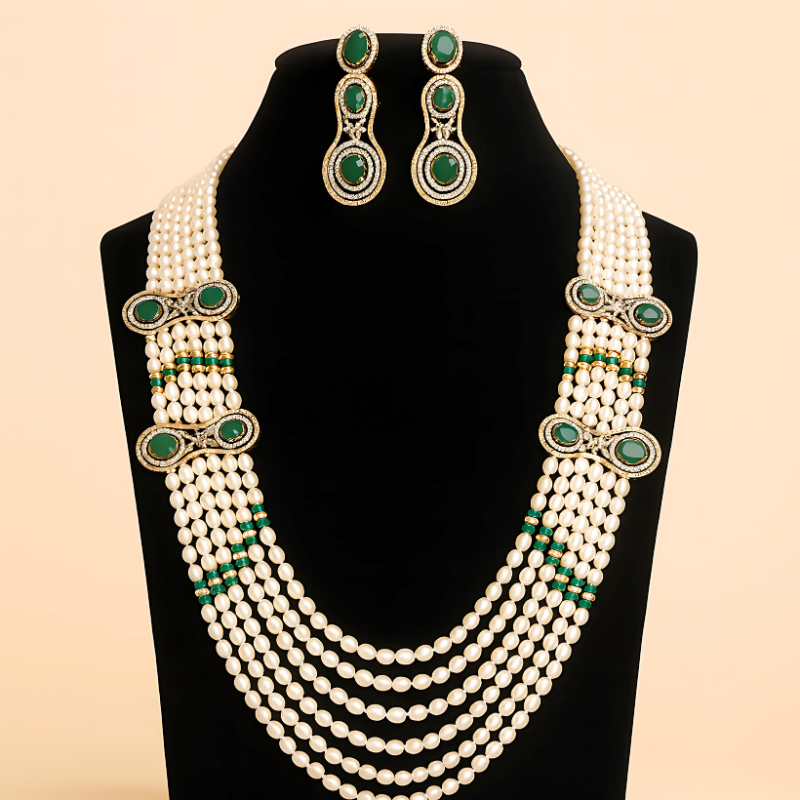 Pearls With Pendent 7 Lines Set