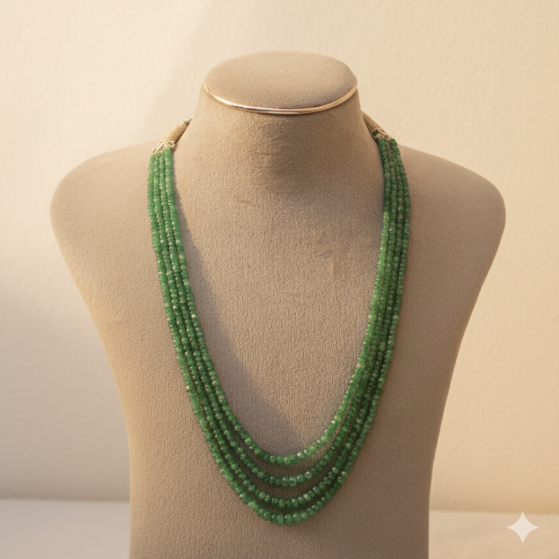 Emerald Bead Multi Strand Mala