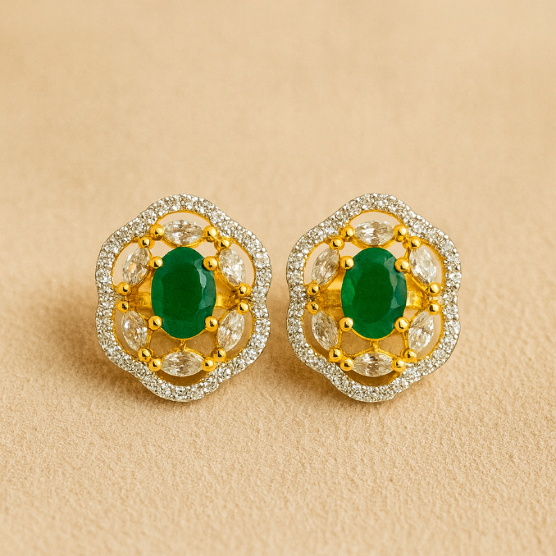 Rajmata Green Oval Pearl Mala Set