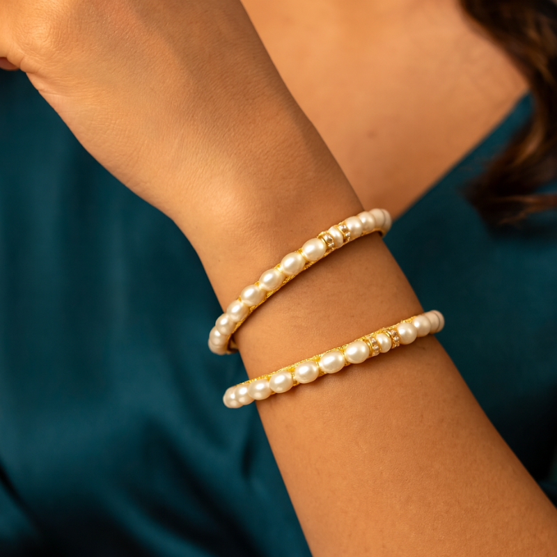 Timeless Rice Pearl Bangle – Regal Simplicity