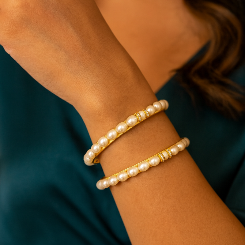 Classic Rice Pearl Bangle – Elegant Finish
