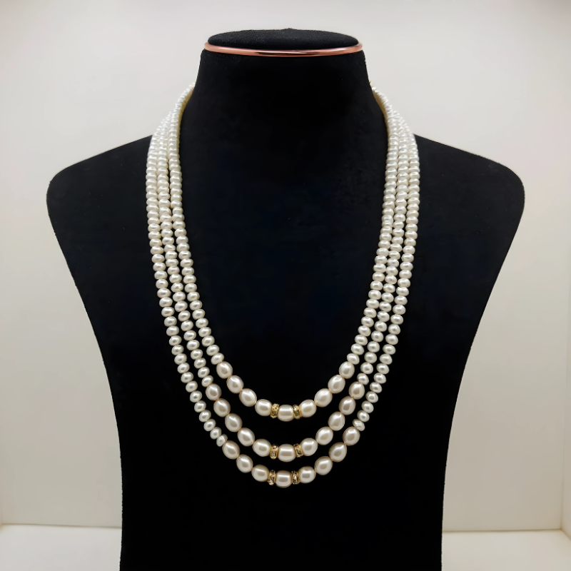 Grand Three-Line Rice and Pearl Combination Mala
