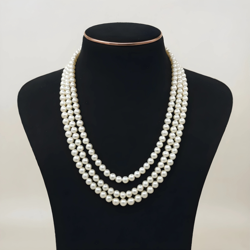 Round Pearls 3 Lines Mala