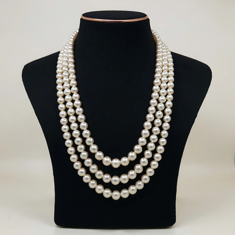 Cultured Pearls Graduation Mala-3 Lines
