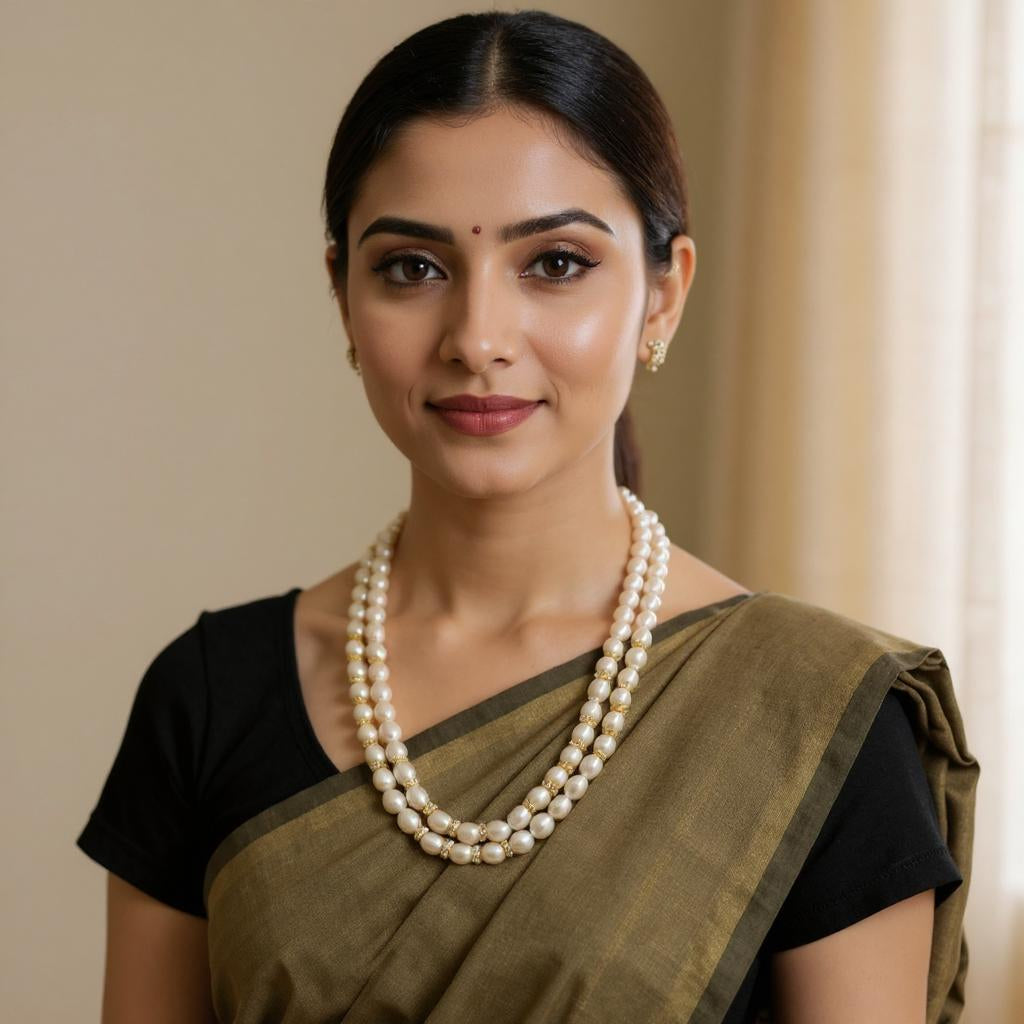 Noor Rice Pearl Mala-Two Line