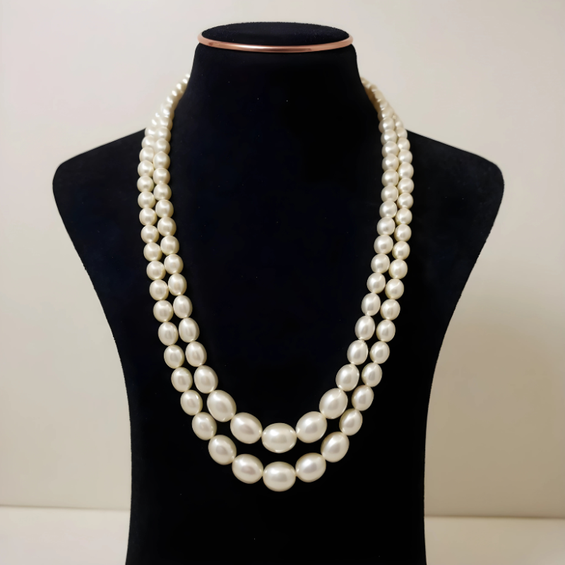 Rice Pearls Graduation Mala 3 Lines