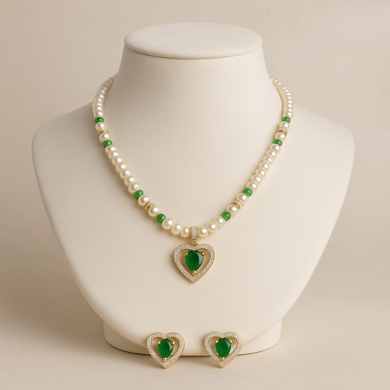 Green Heart Pendant Set