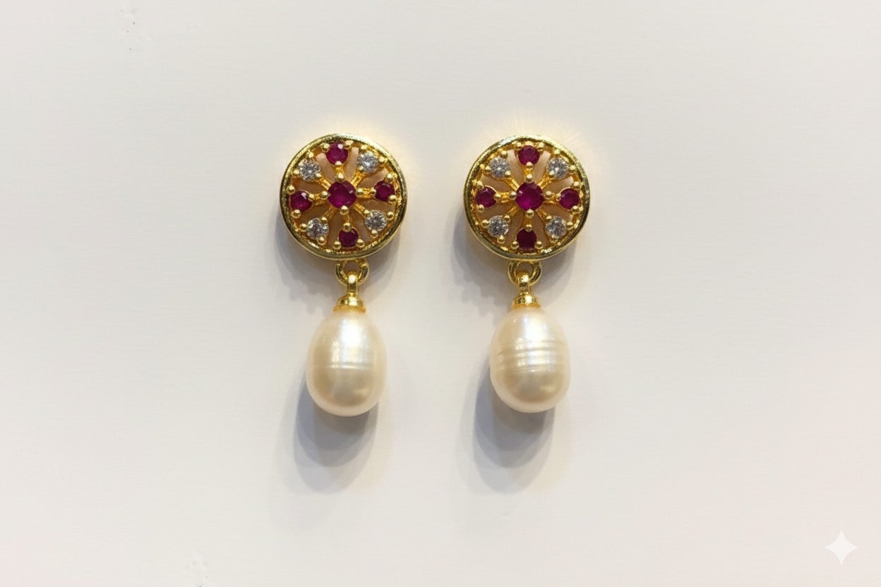 Ruby Starburst Pearl Drops