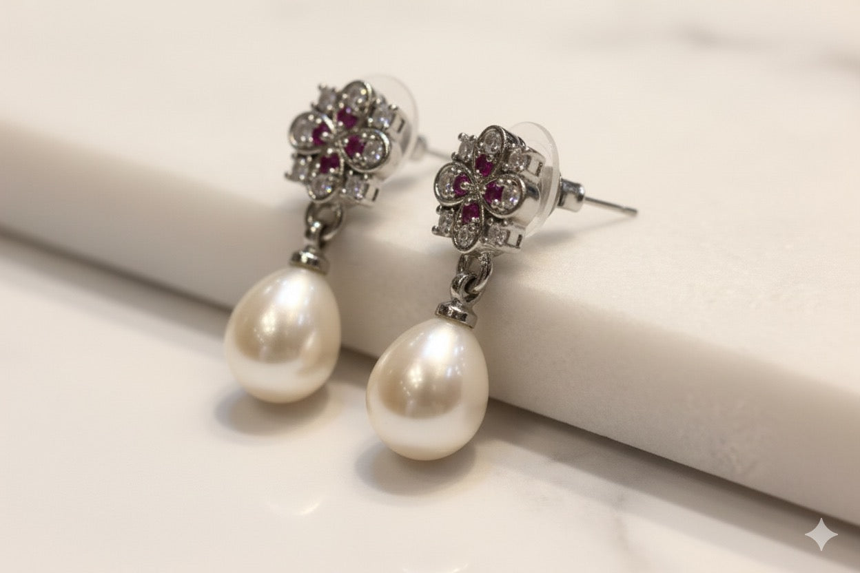 Ruby Blossom Pearl Drops