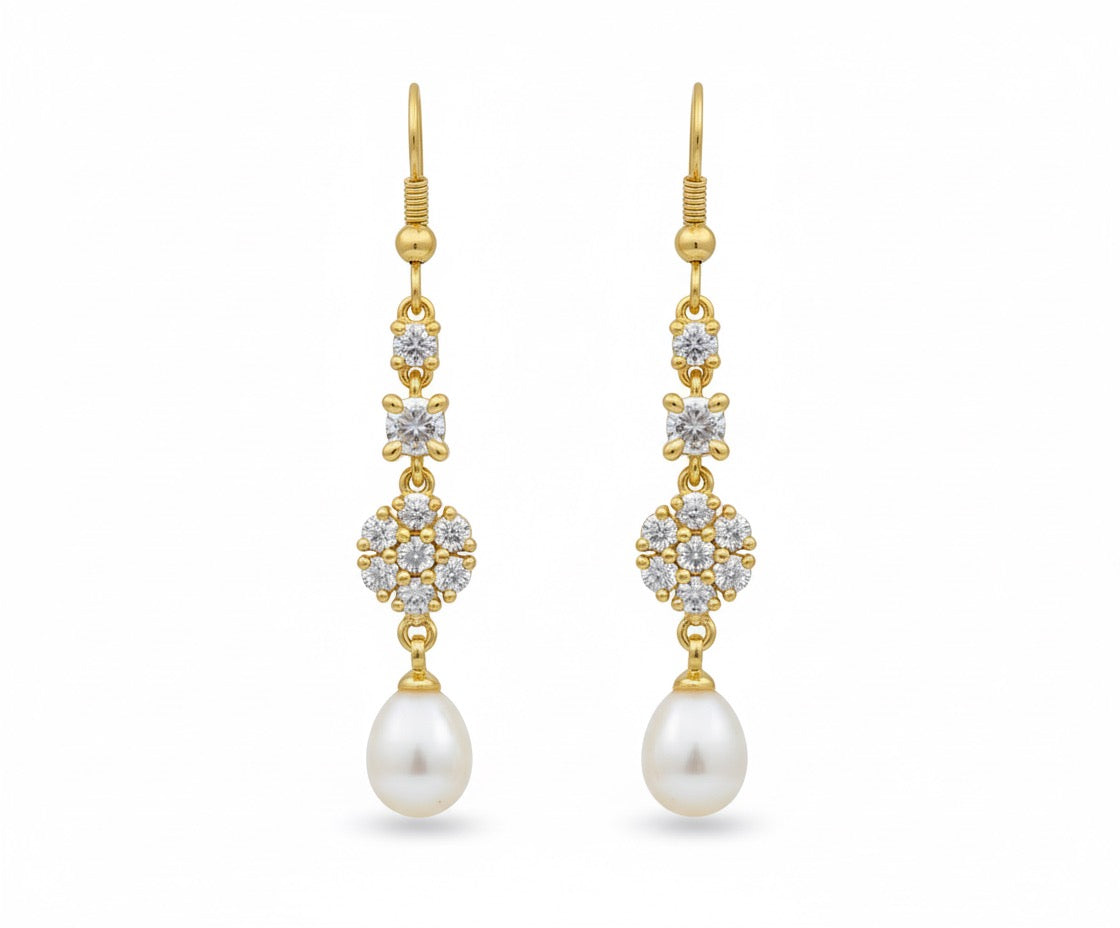 Infinity Pave Pearl Dangles