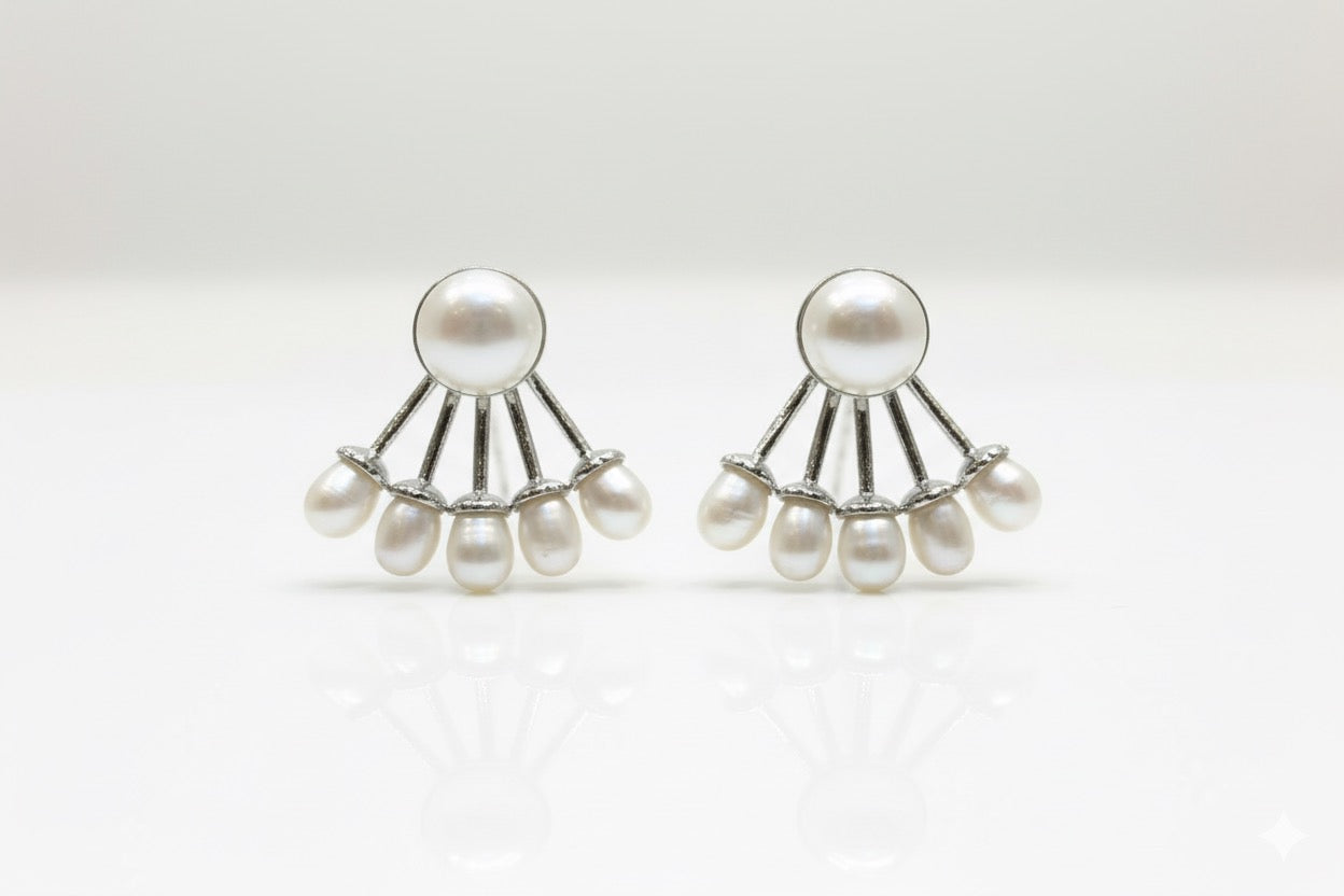 Art Deco Fan Pearl Studs
