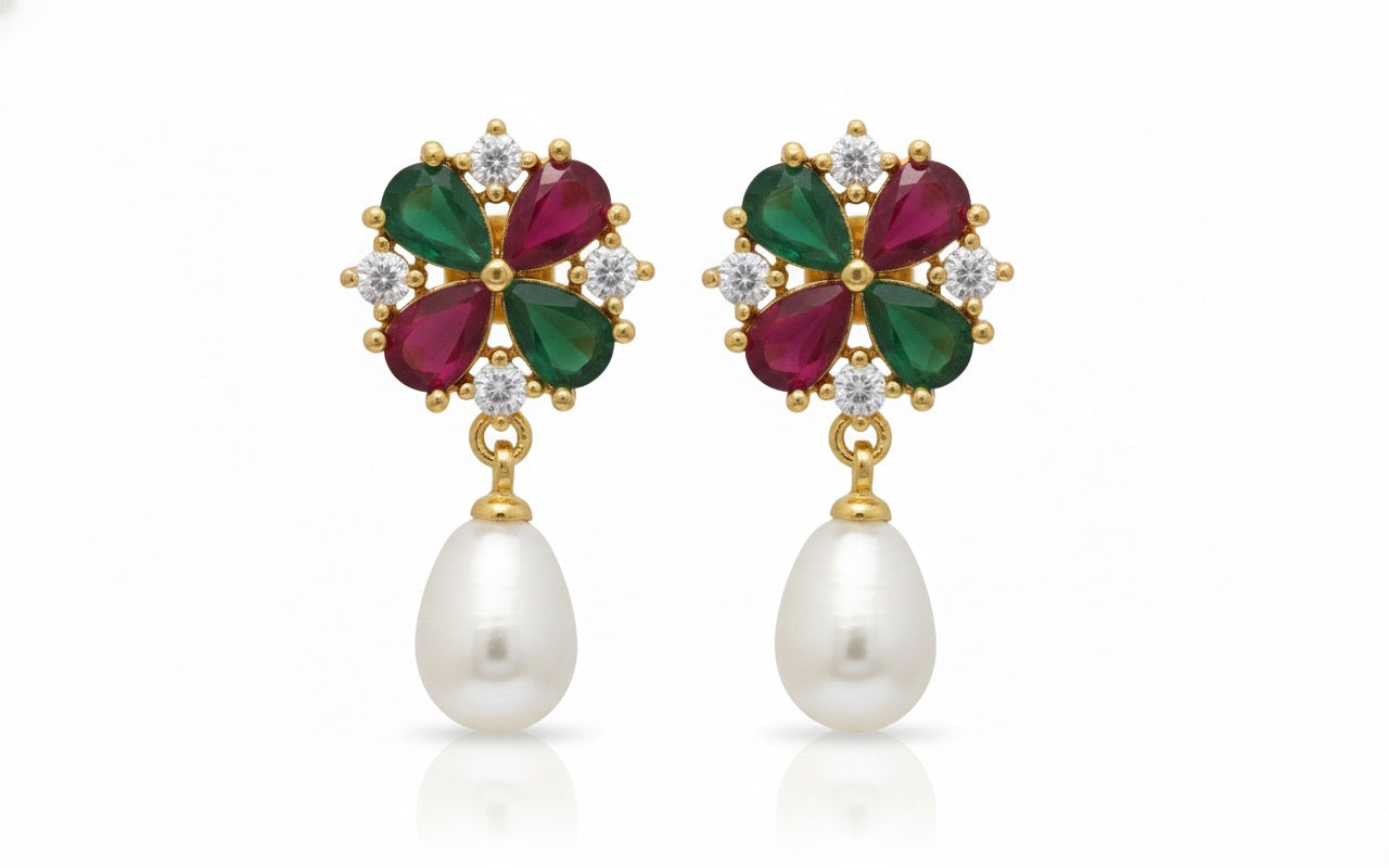 Jewelled Clover Pearl Drops