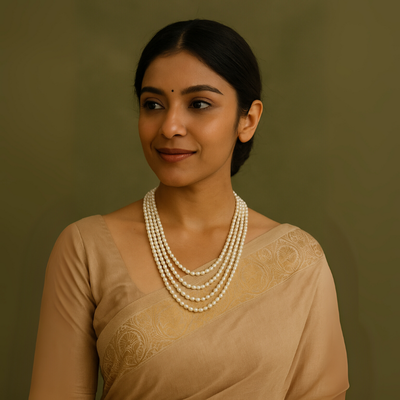 Khaka Pearls 4 Lines Mala