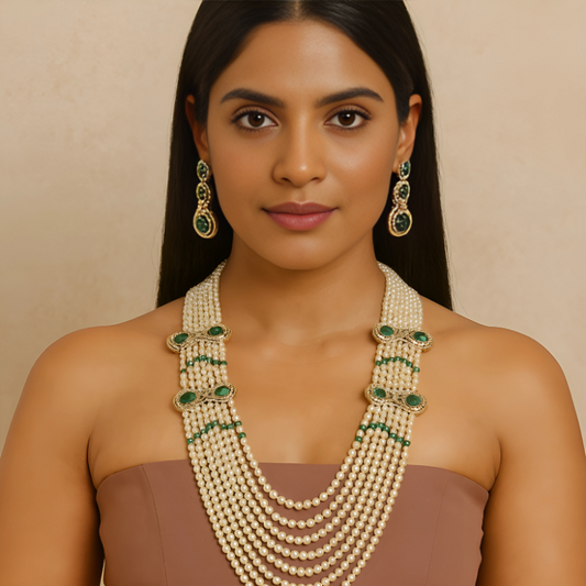 Pearls With Pendent 7 Lines Set