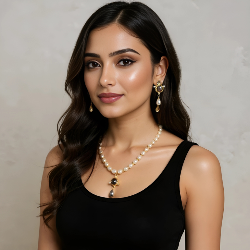 Rice Light Purple Pearls Pendant 1 Line