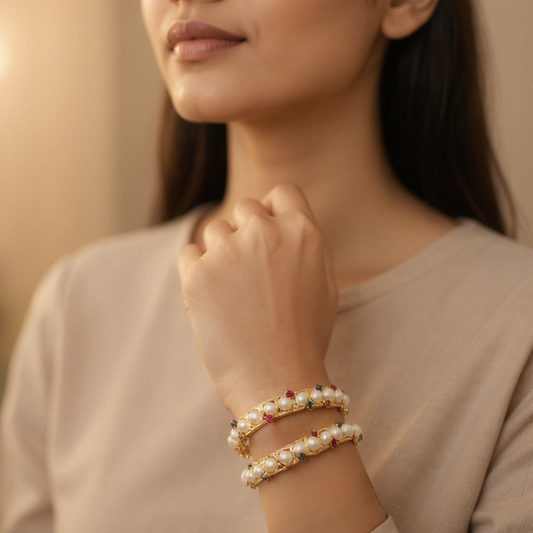 Regal Trio Pearl Bangle