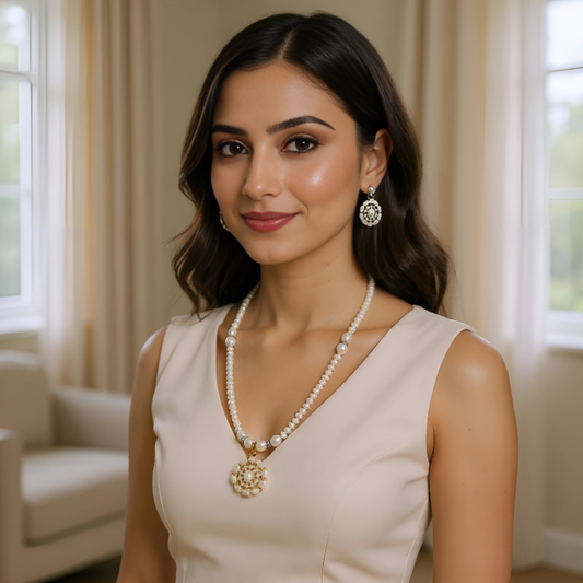 Majestic Pearl Pendant Set – Single Line Charm