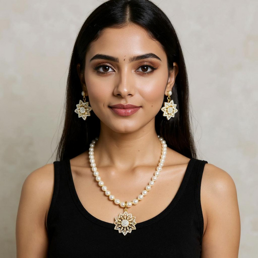 Rice Pearls With Pendent Set 1 Line