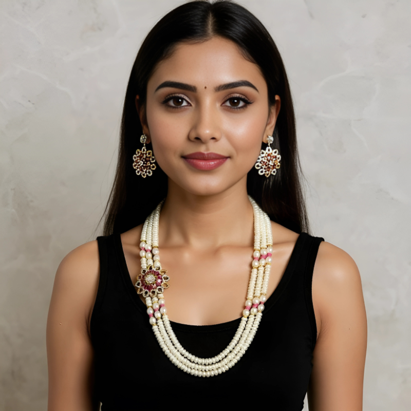 Pearla  With Pendent 3 Lines Set
