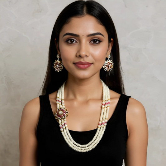 Pearla  With Pendent 3 Lines Set