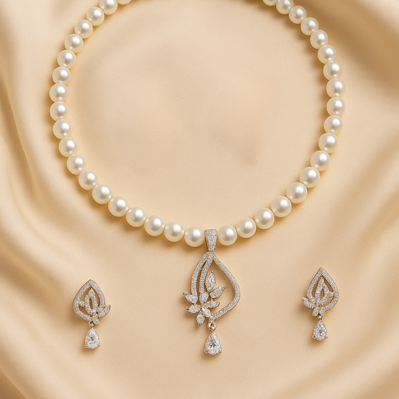 RICE PEARLS WITH PENDENT 1 LINE SET