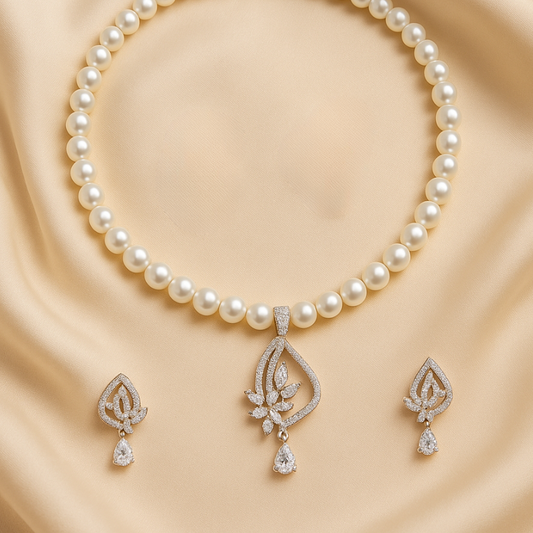 RICE PEARLS WITH PENDENT 1 LINE SET