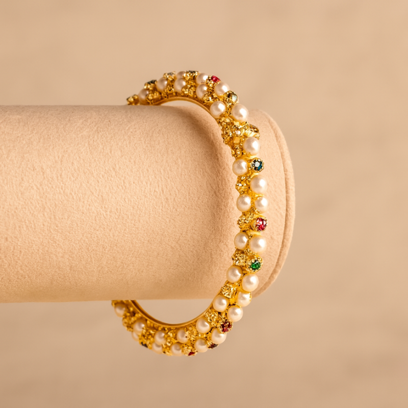 Gemstone Harmony Pearl Bangle