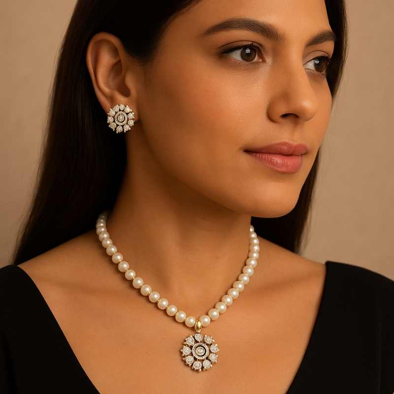 Kamini Spiral Floral Pendant Set