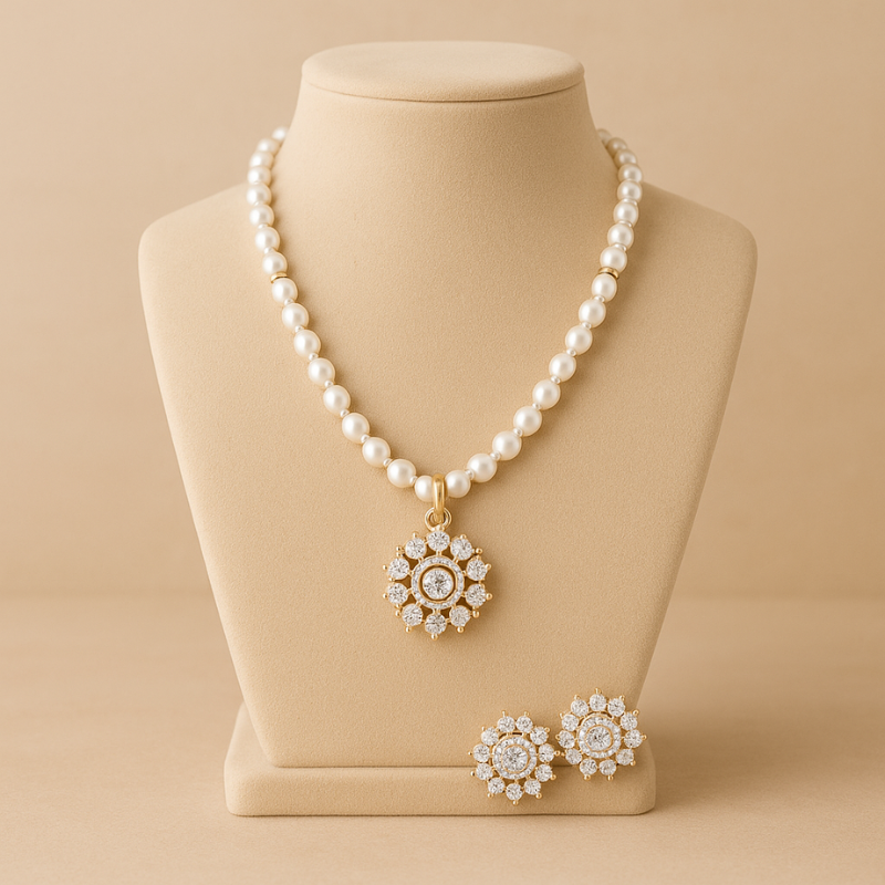 Kamini Spiral Floral Pendant Set