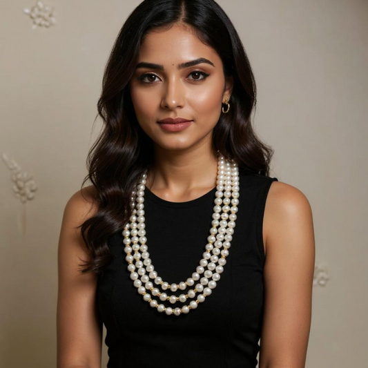 Round Pearls 3 Lines Mala