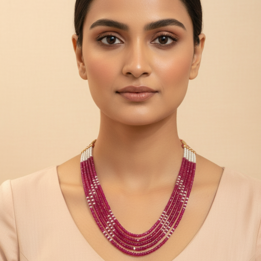 Ruby & Pearls Mala
