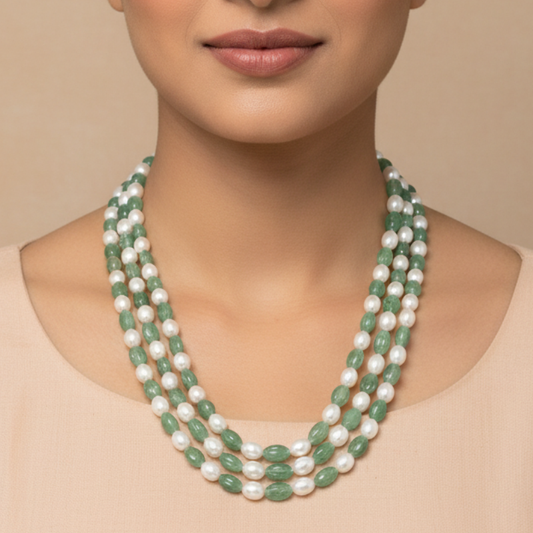 Verdure Pearls Mala- Three Lines