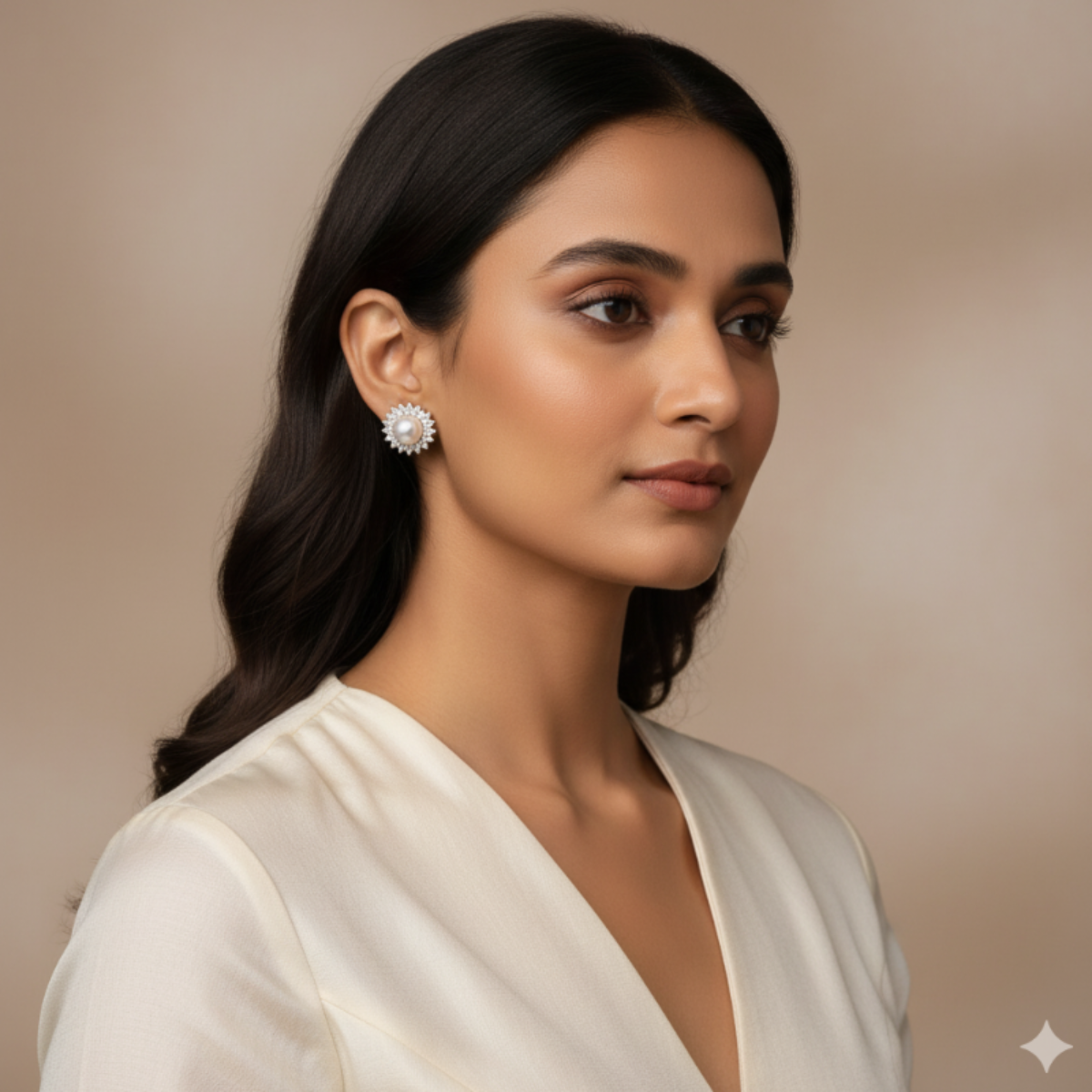 Mogra Pearl Studs-Silver