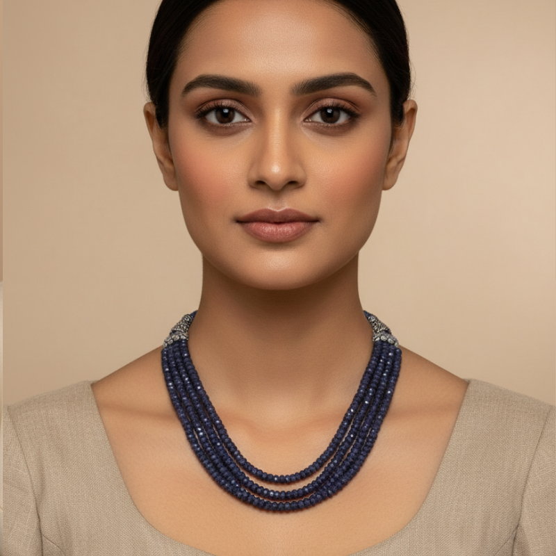 Blue Sapphire Beads Mala