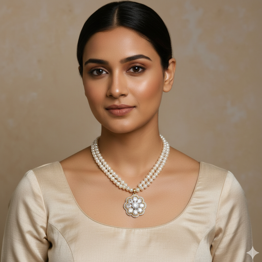 FLATPEARLS WITH PENDENT 1LINE SET