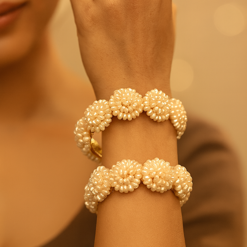 Fleuré Pearl Cluster Bangles