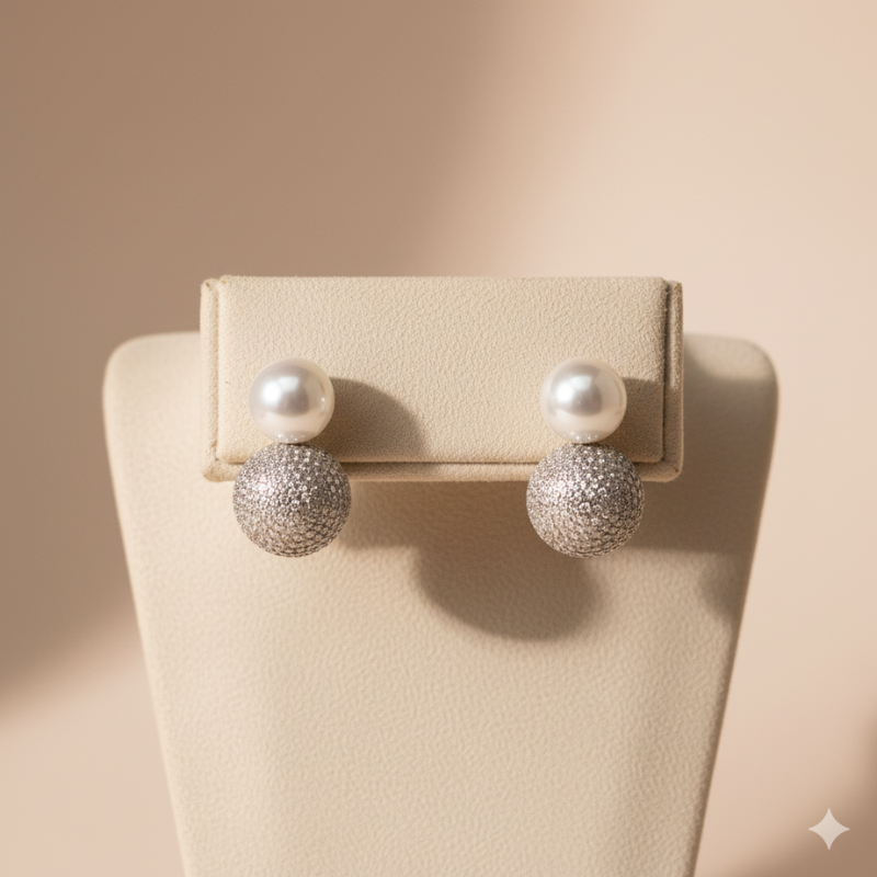 Swarovski Pearl Studs-Silver