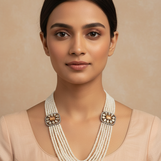 Pearls With Pendent 6 Lines Set