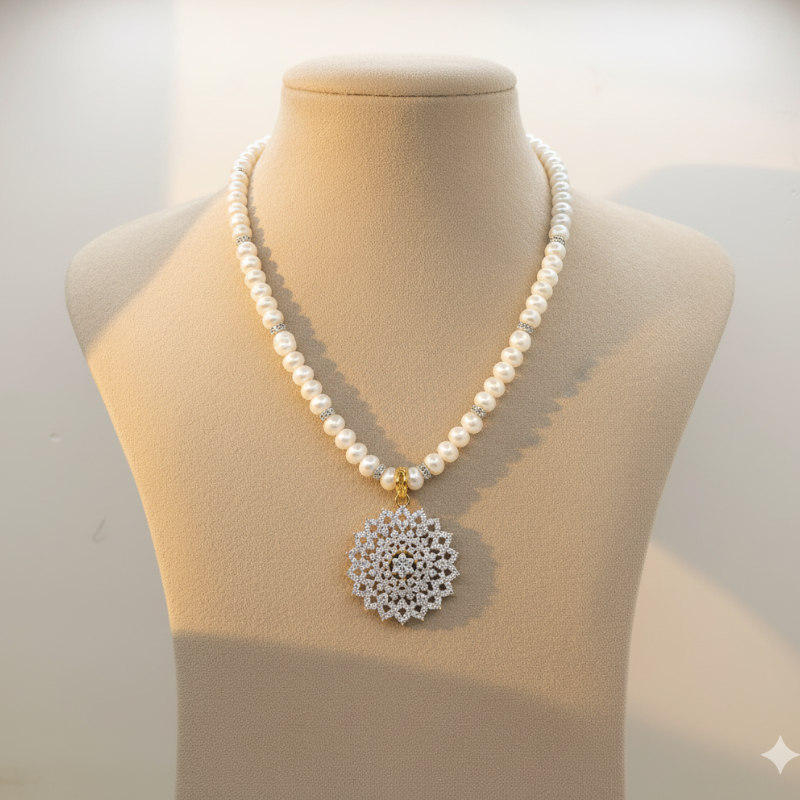 PEARLS WITH PENDENT 1LINE SET