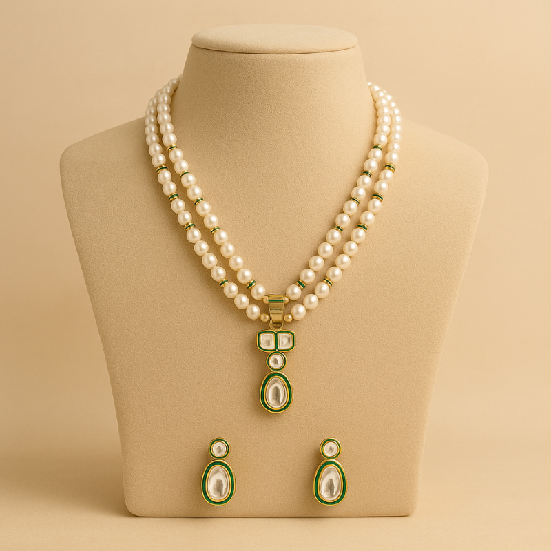 Moti Kundan Sangam- Pendant Set