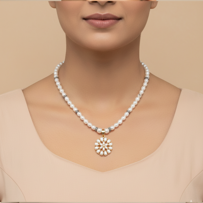 Rice Pearls With Pendent Set 1 Line