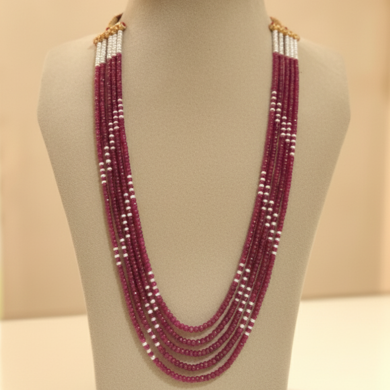 Ruby & Pearls Mala