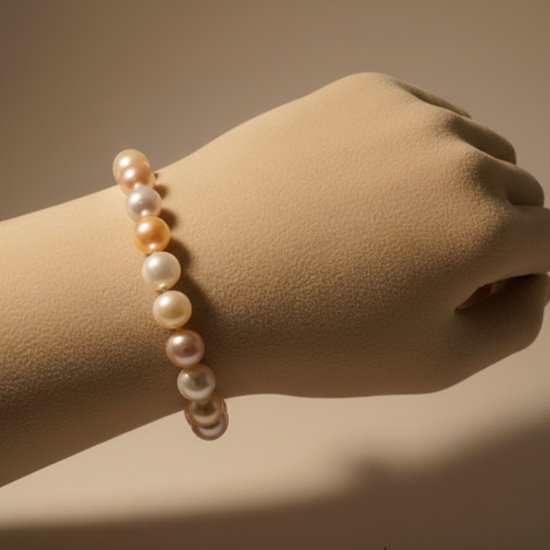 Vibrant Pearl Bracelet – Single Line Multicolor Charm