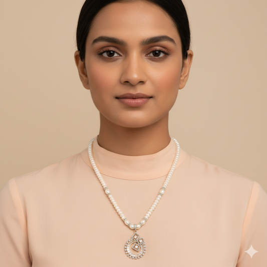 FLAT PEARLS WITH PENDENT 1 LINE SET