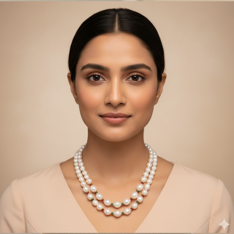 Triple Harmony- Pearls, Gold and Gemstones